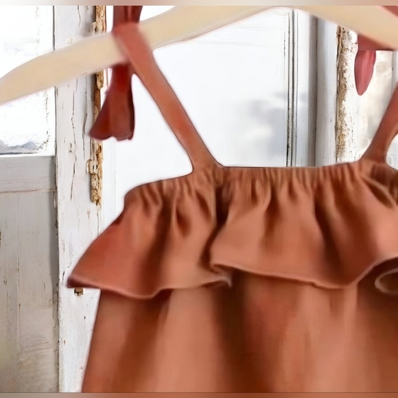 Bundle Baby Girls Romper in Rust Color and Romper Color in Mustard - Picture 5 of 10